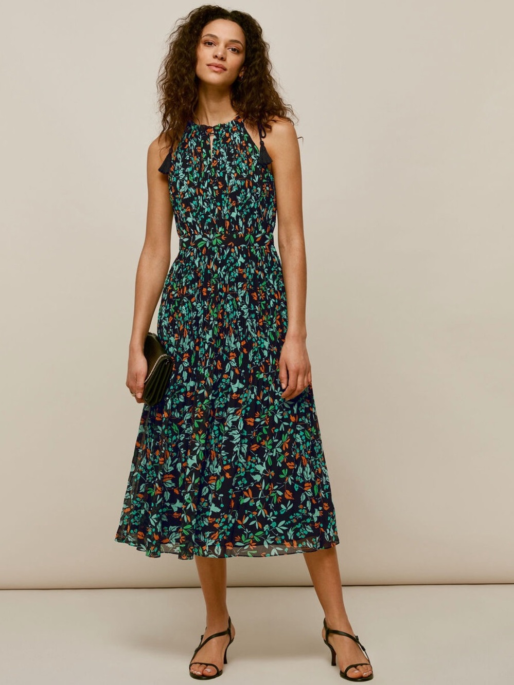 Whistles Forest Floral Halter Dress Green Multi